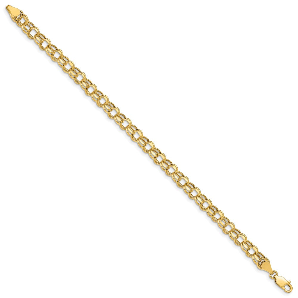 14k Hollow Diamond-cut Double Link Charm Bracelet