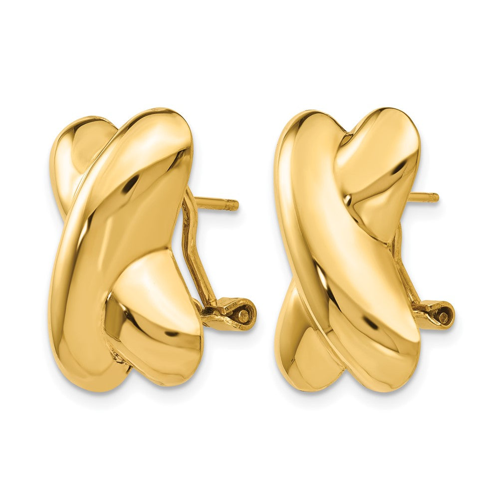 14k 13x Polished X Omega Back Post Earrings