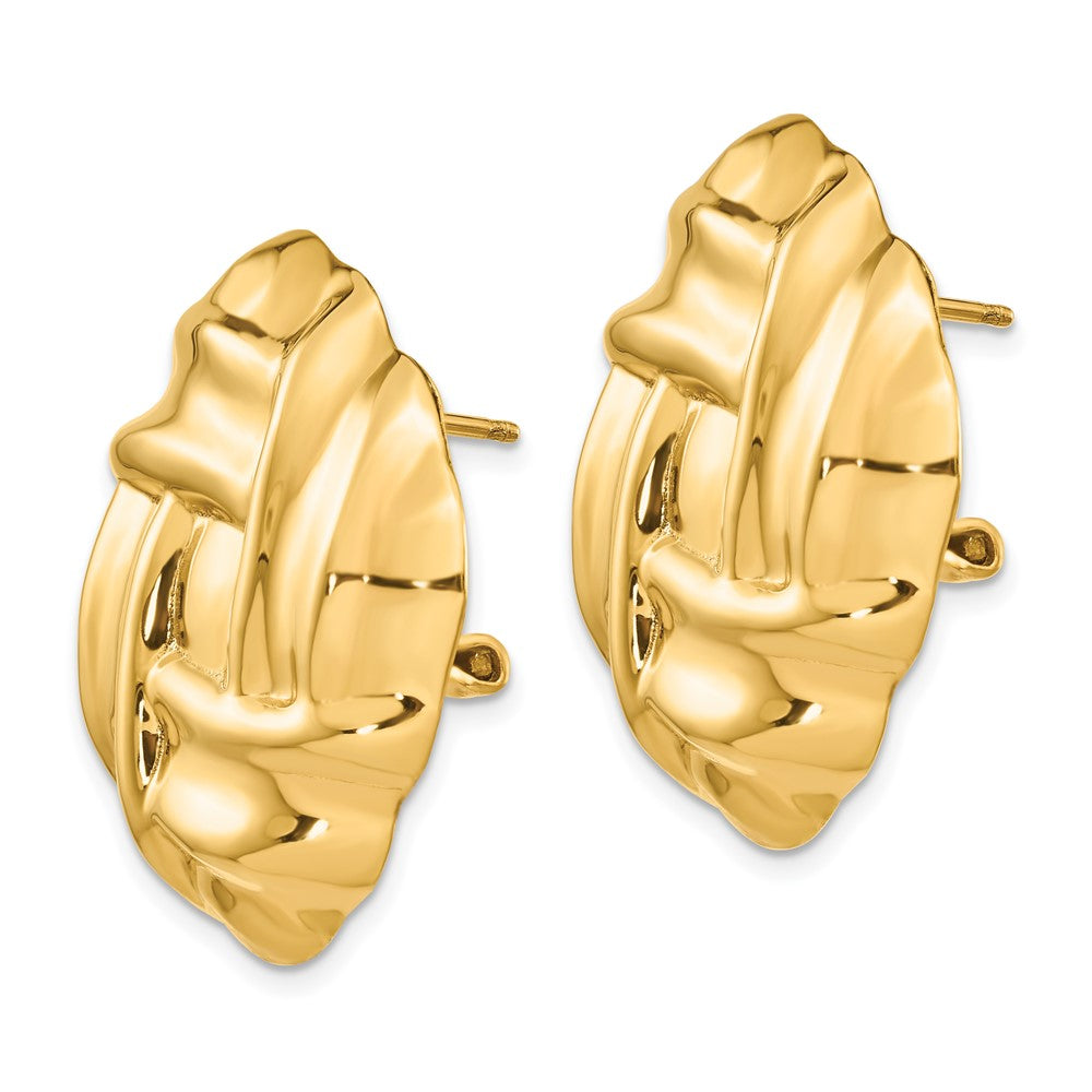 14k Polished Fancy Omega Back Post Earrings