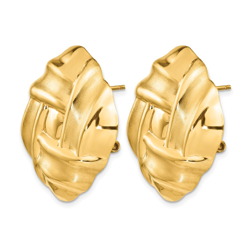 14k Polished and Satin Woven Omega Back Post Earrings