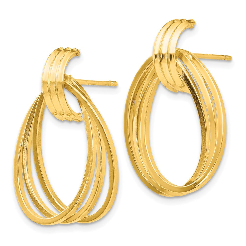 14k Polished Triple Circle Fancy Post Earrings