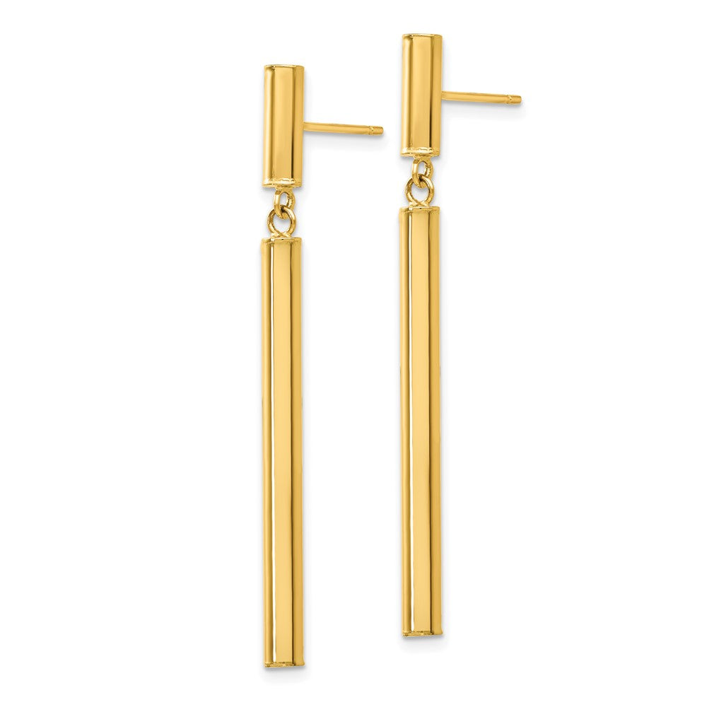 14k Fancy Dangle Round Tube Earrings