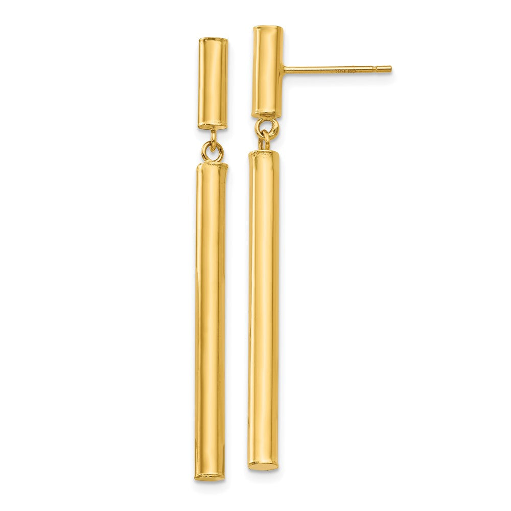 14k Fancy Dangle Round Tube Earrings