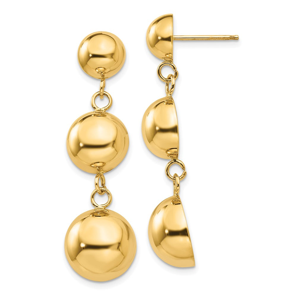 14k Polished Half Ball Dangle Earrings