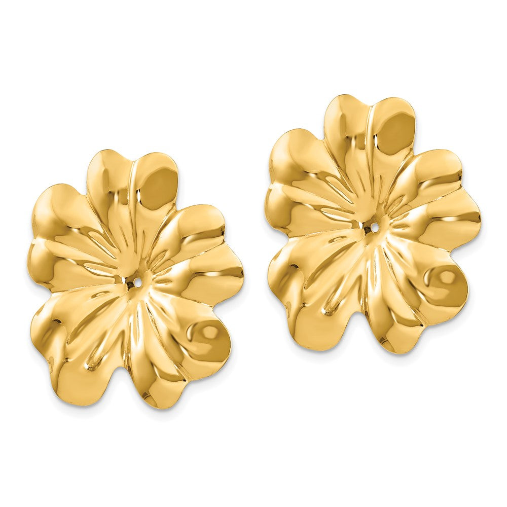 14k Polished Floral Earring Jackets