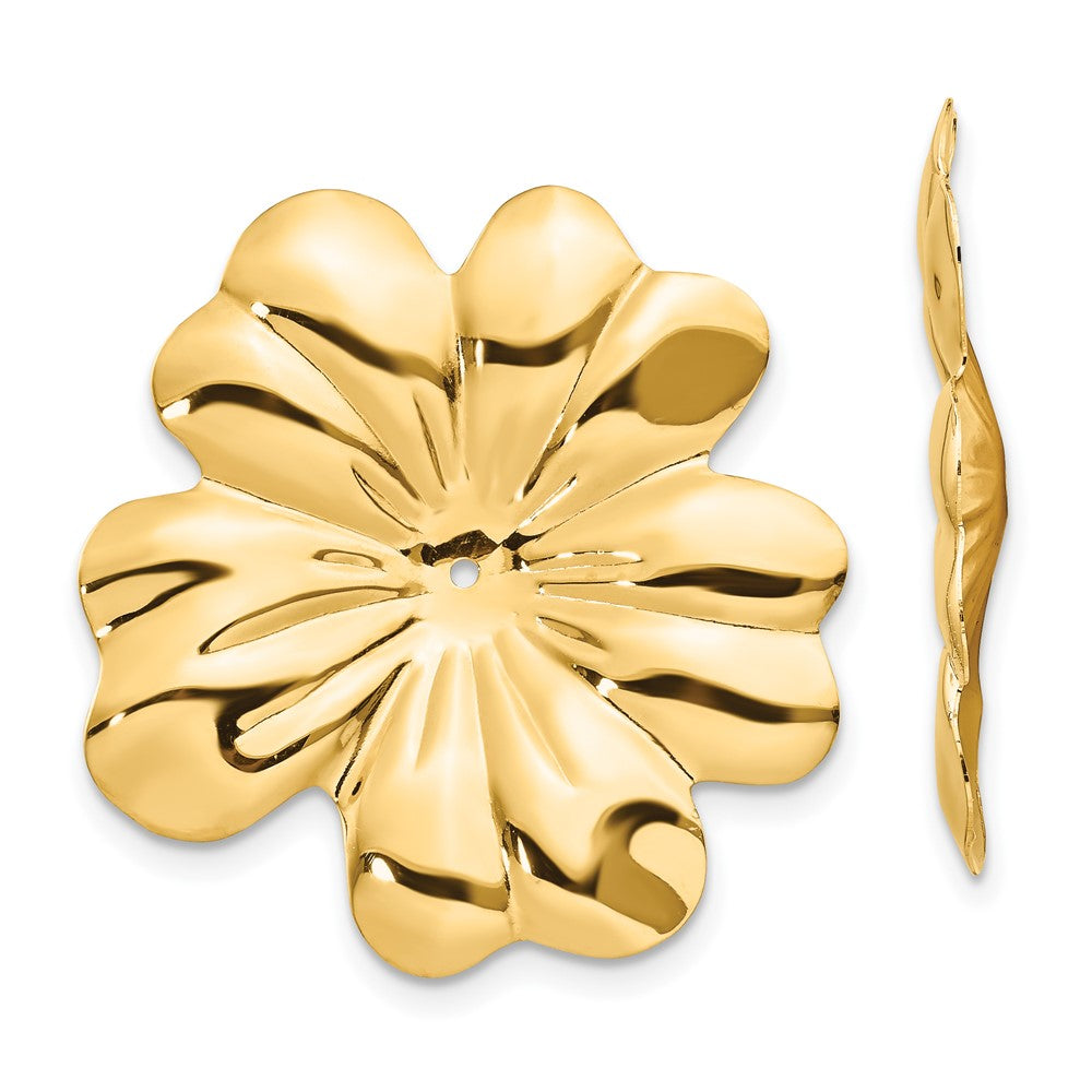 14k Polished Floral Earring Jackets