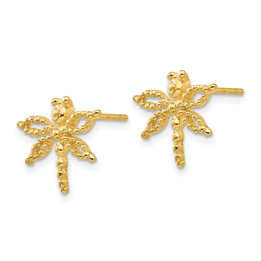 14k Textured Dragonfly Post Earrings