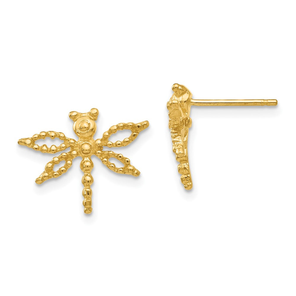 14k Textured Dragonfly Post Earrings