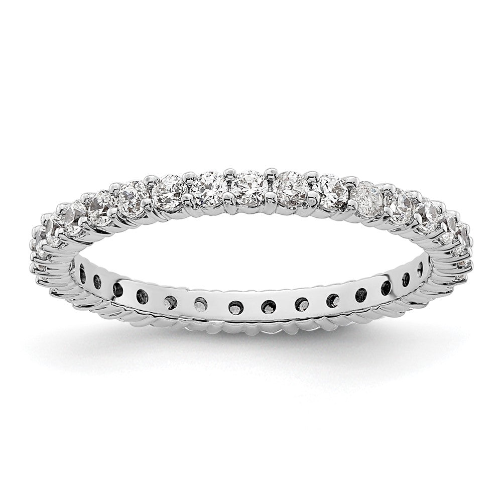 14k White Gold Polished Size 4.5 Shared Prong 1/2 carat Diamond Complete Eternity Band