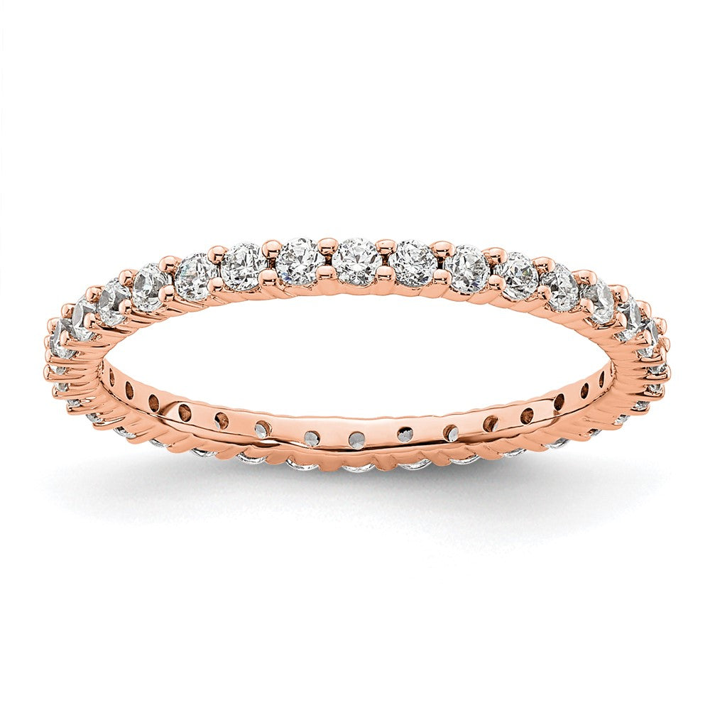 14k Rose Gold Polished Size 5 Shared Prong 1/2 carat Diamond Complete Eternity Band