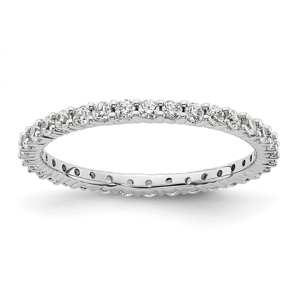 14k White Gold Polished Size 5.5 Shared Prong 1/2 carat Diamond Complete Eternity Band