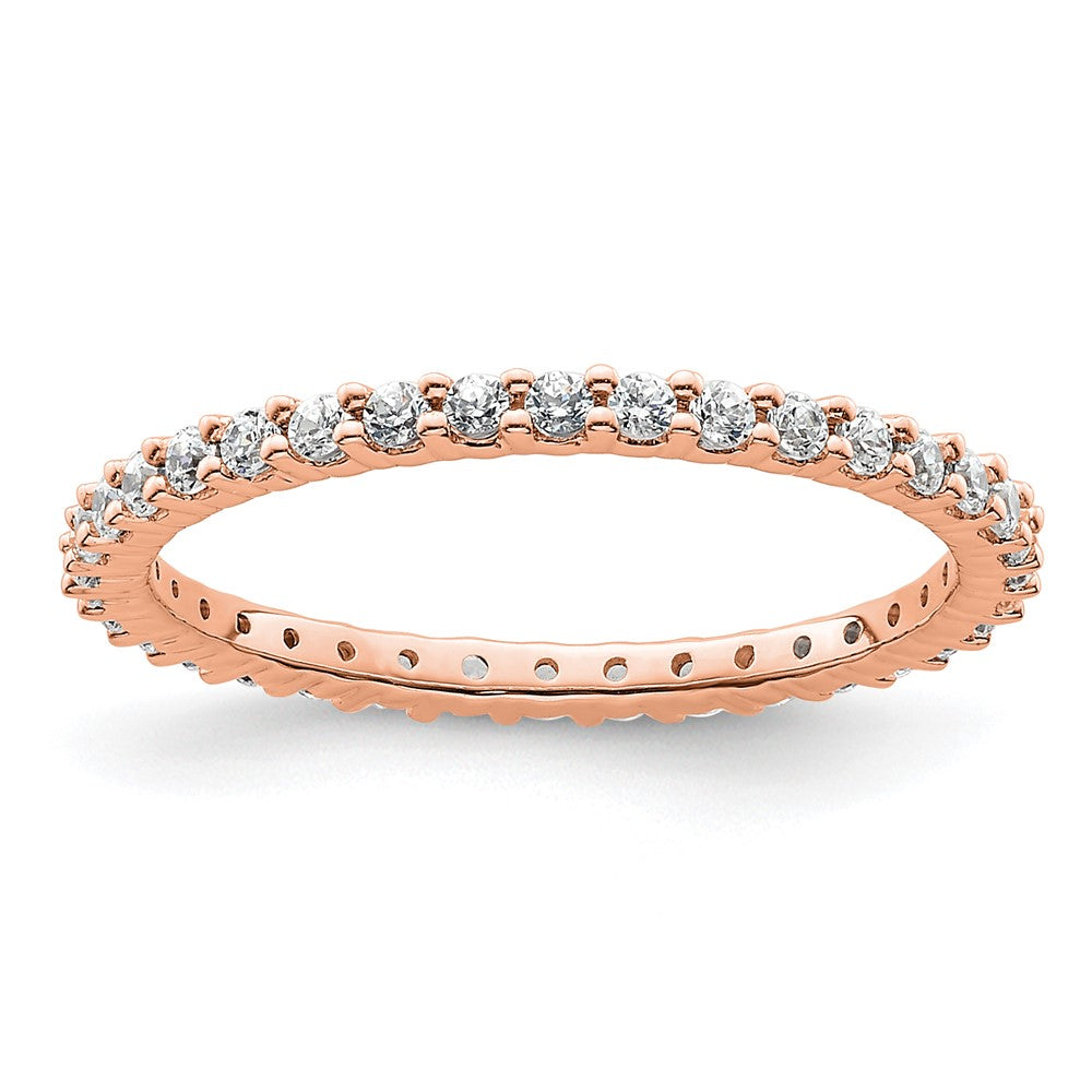 14k Rose Gold Polished Size 6.5 Shared Prong 1/2 carat Diamond Complete Eternity Band