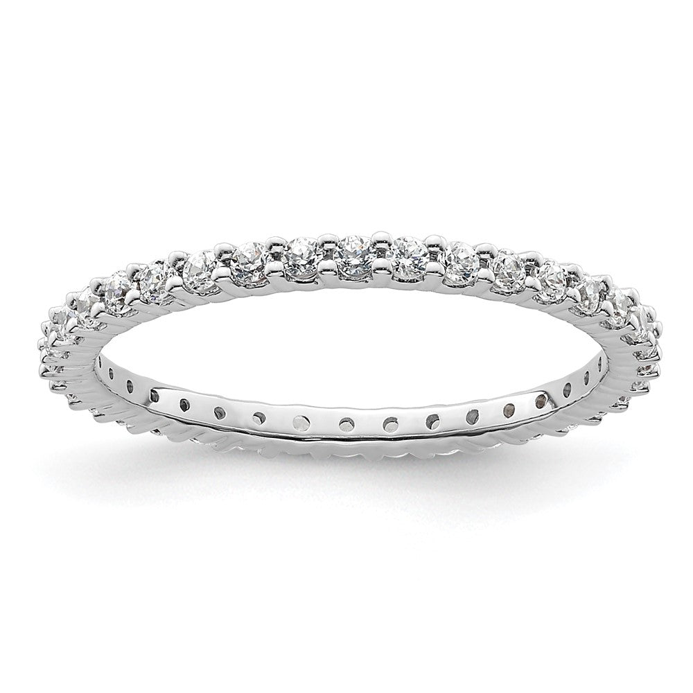 14k White Gold Polished Size 6.5 Shared Prong 1/2 carat Diamond Complete Eternity Band