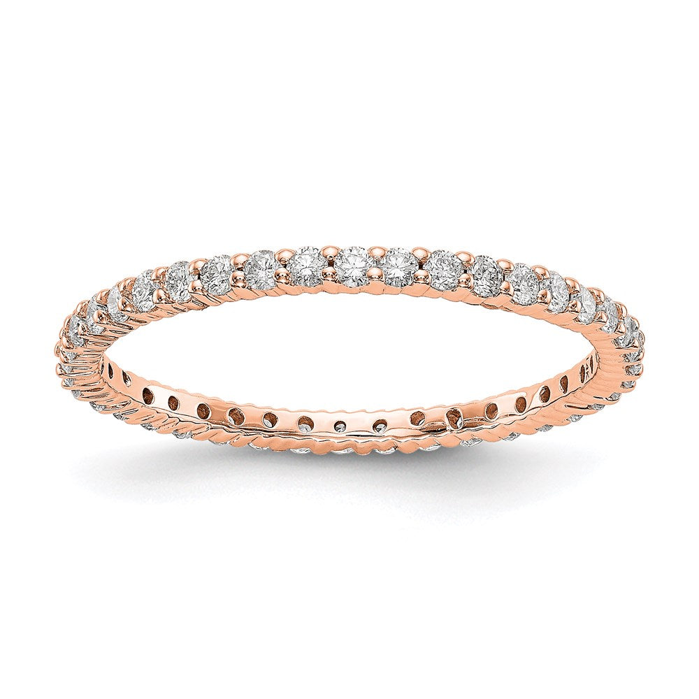 14k Rose Gold Polished Size 7 Shared Prong 1/2 carat Diamond Complete Eternity Band