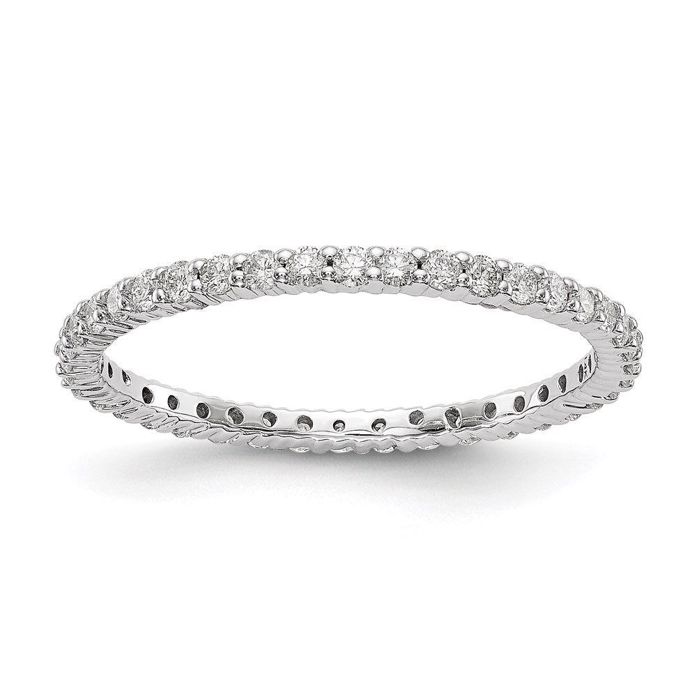 14k White Gold Polished Size 7.5 Shared Prong 1/2 carat Diamond Complete Eternity Band