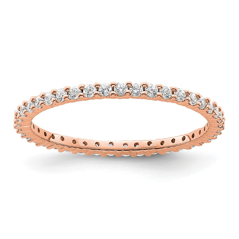 14k Rose Gold Polished Size 8 Shared Prong 1/2 carat Diamond Complete Eternity Band