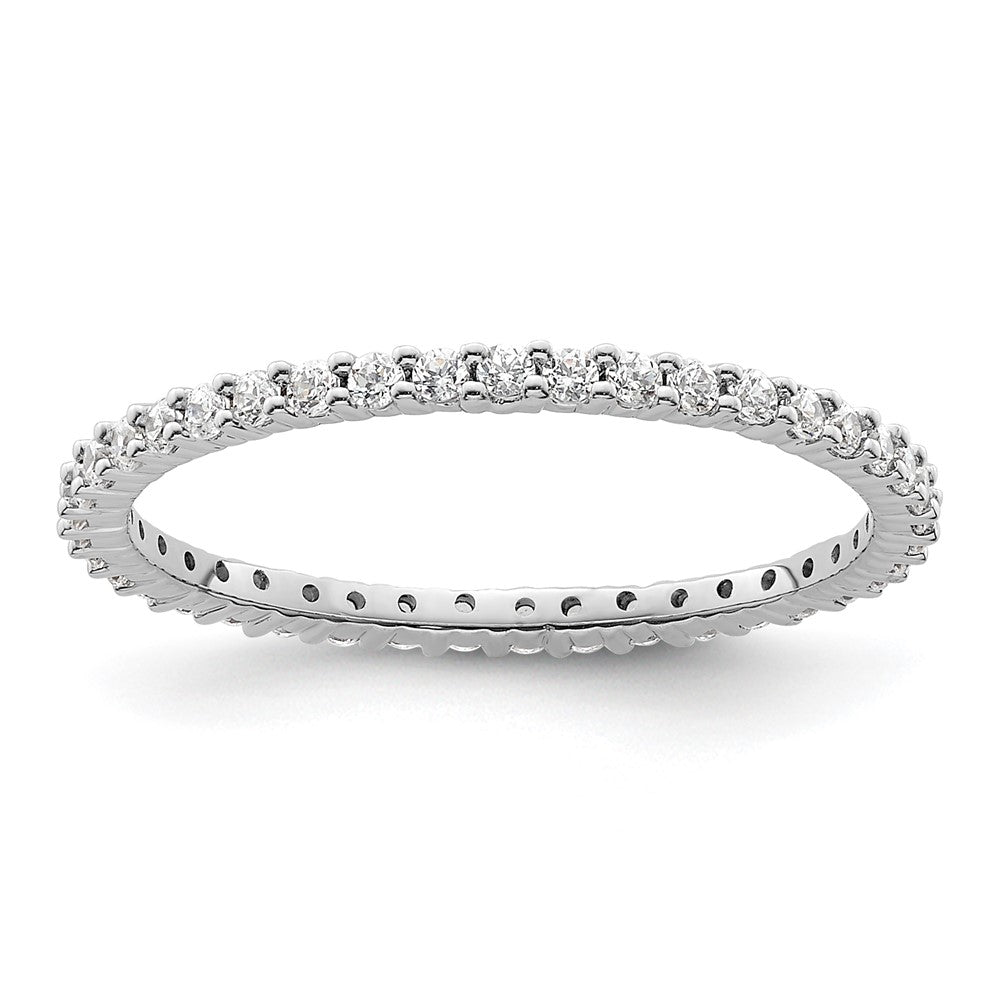 14k White Gold Polished Size 8 Shared Prong 1/2 carat Diamond Complete Eternity Band