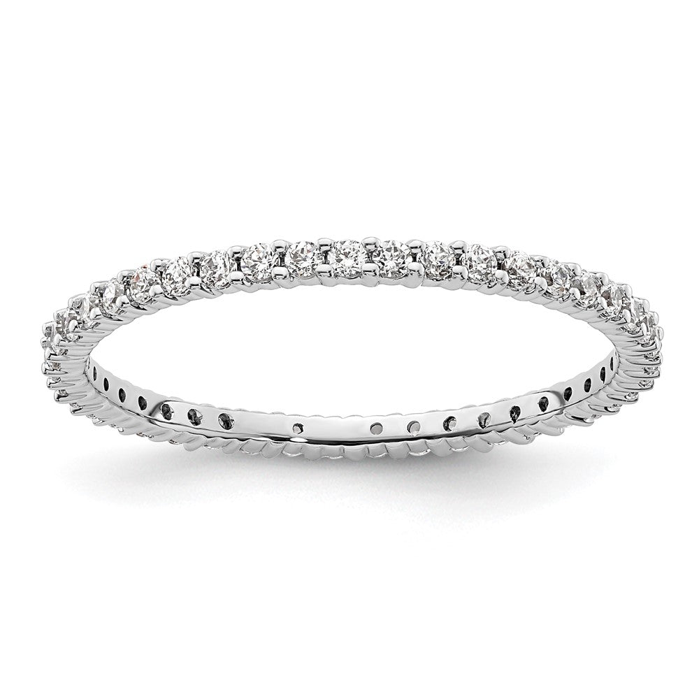 14k White Gold Polished Size 9 Shared Prong 1/2 carat Diamond Complete Eternity Band