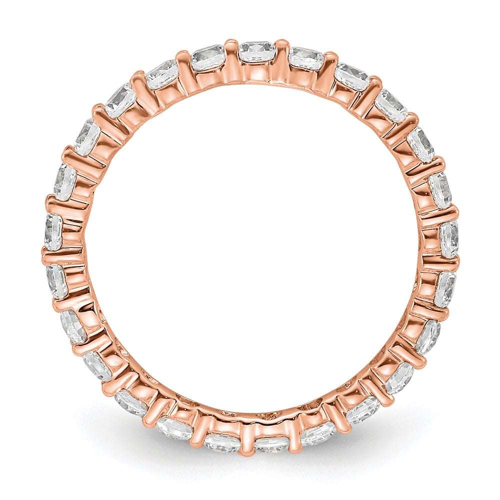 14k Rose Gold Polished Size 4.5 Shared Prong 1 carat Diamond Complete Eternity Band