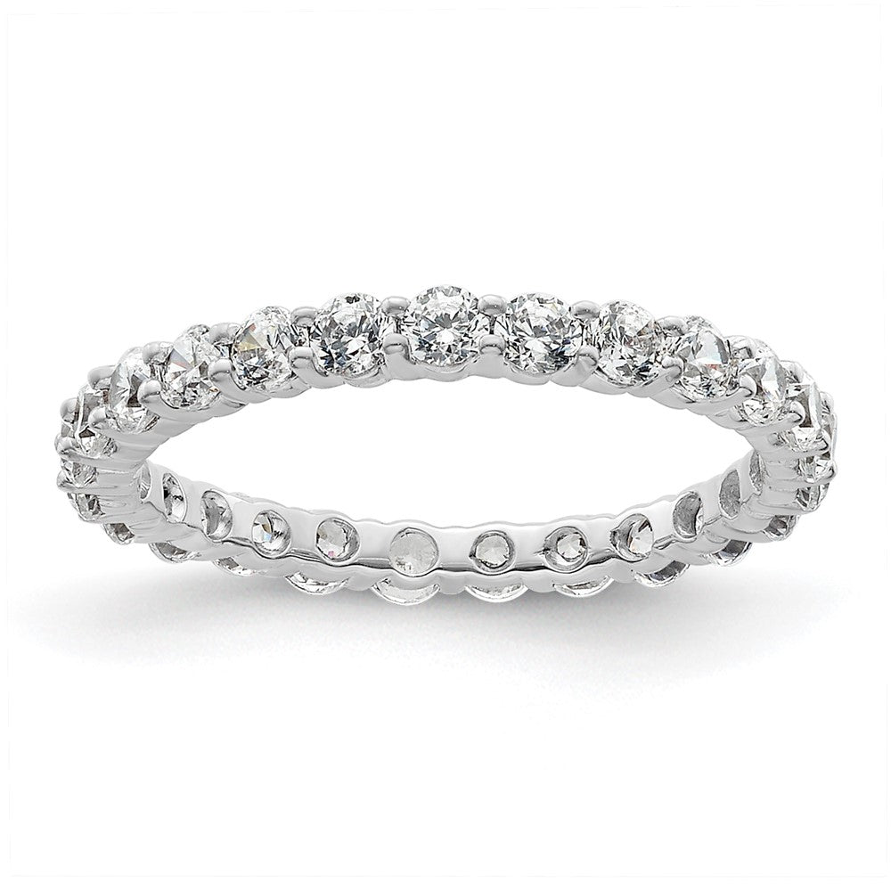 14k White Gold Polished Size 4.5 Shared Prong 1 carat Diamond Complete Eternity Band