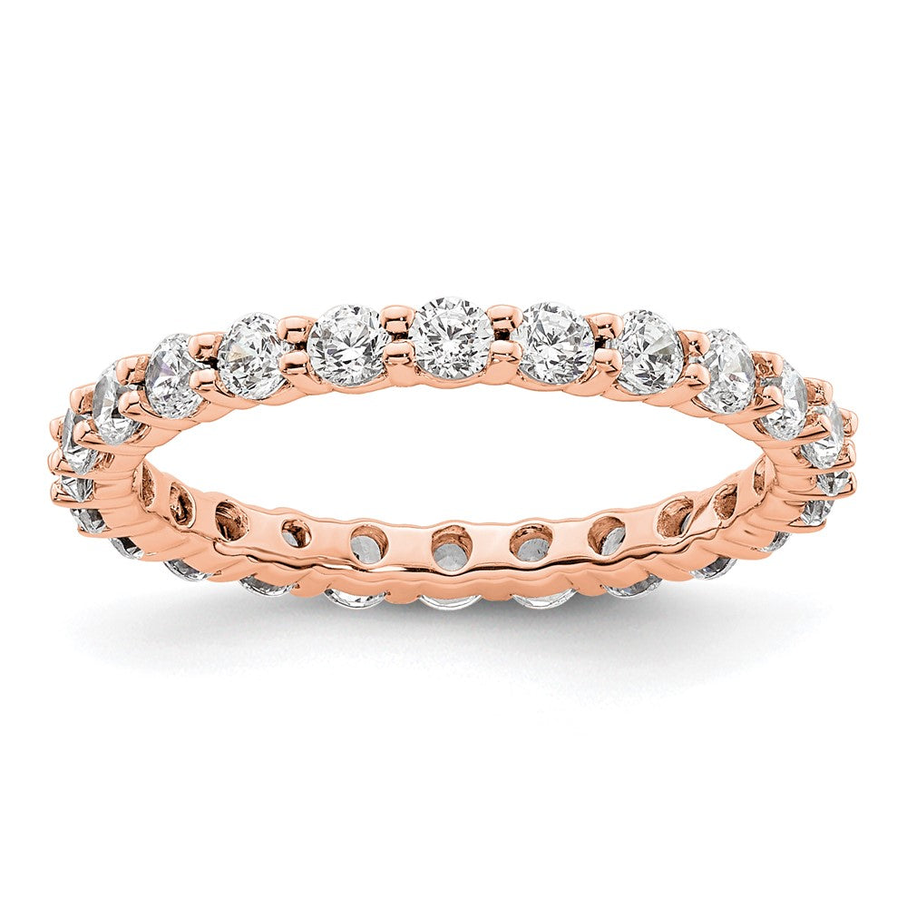 14k Rose Gold Polished Size 5 Shared Prong 1 carat Diamond Complete Eternity Band