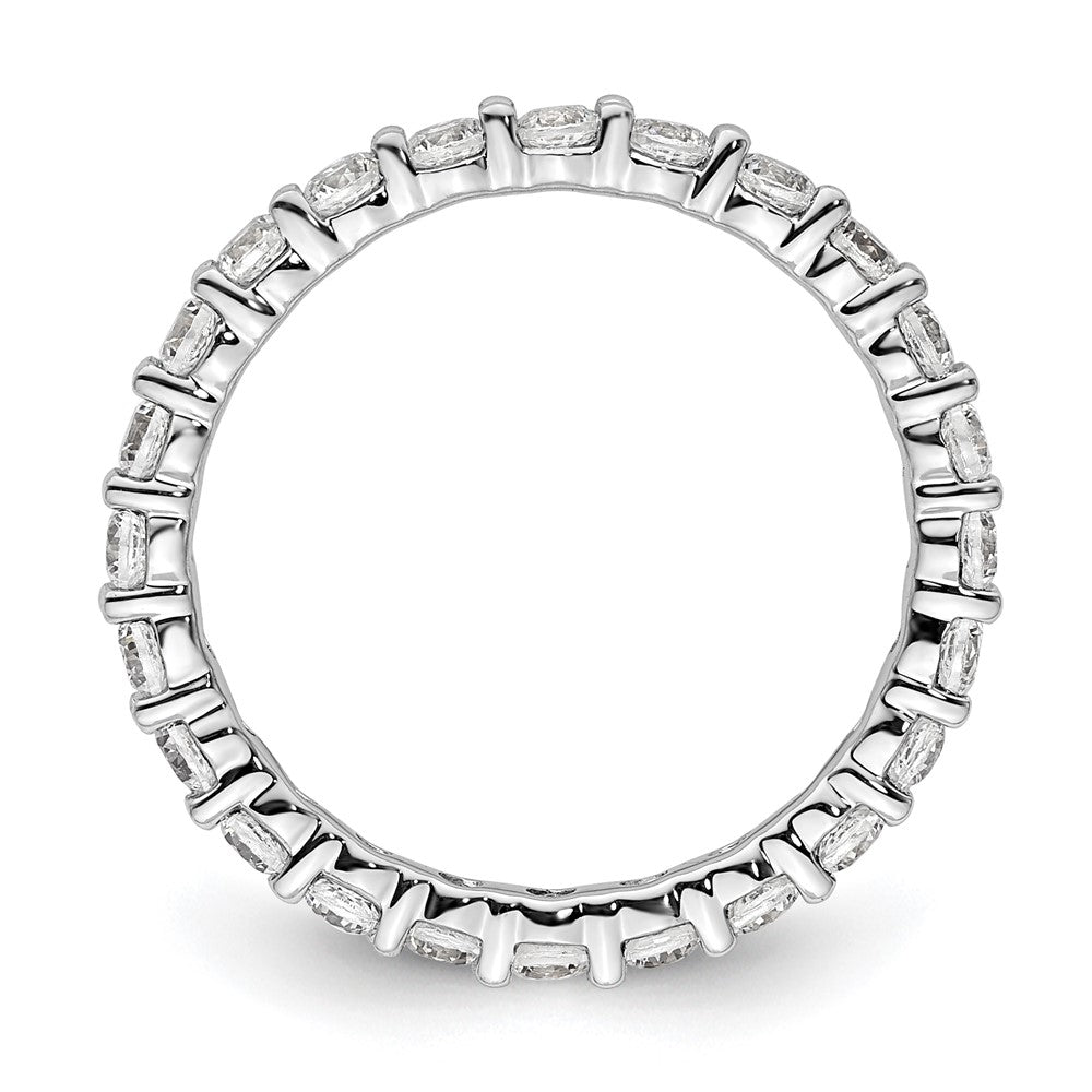 14k White Gold Polished Size 5.5 Shared Prong 1 carat Diamond Complete Eternity Band