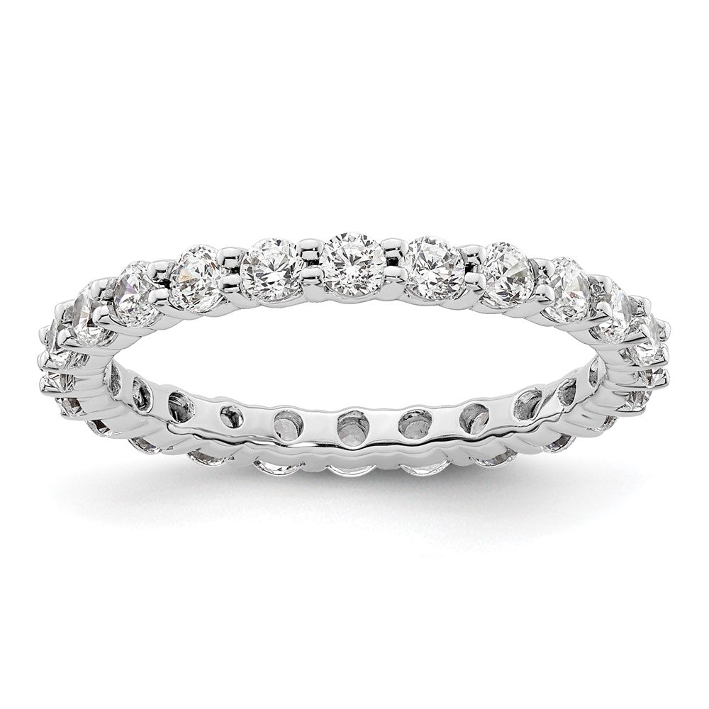 14k White Gold Polished Size 5.5 Shared Prong 1 carat Diamond Complete Eternity Band