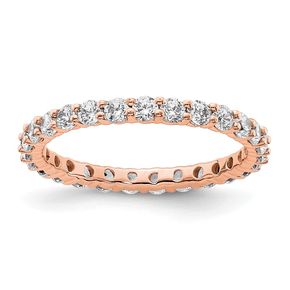 14k Rose Gold Polished Size 6 Shared Prong 1 carat Diamond Complete Eternity Band