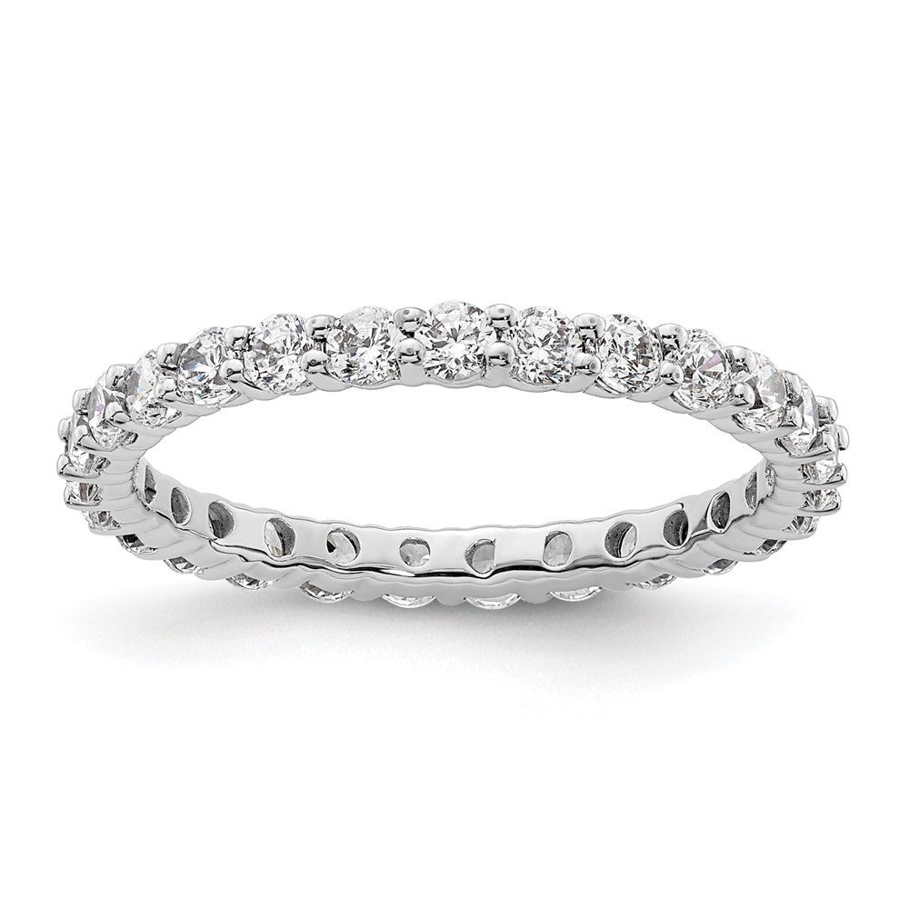 14k White Gold Polished Size 6 Shared Prong 1 carat Diamond Complete Eternity Band