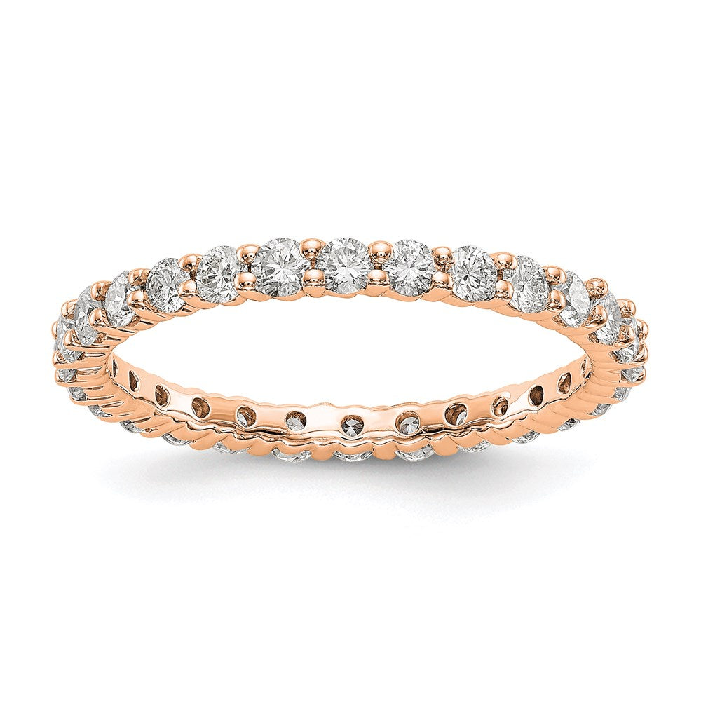 14k Rose Gold Polished Size 7 Shared Prong 1 carat Diamond Complete Eternity Band