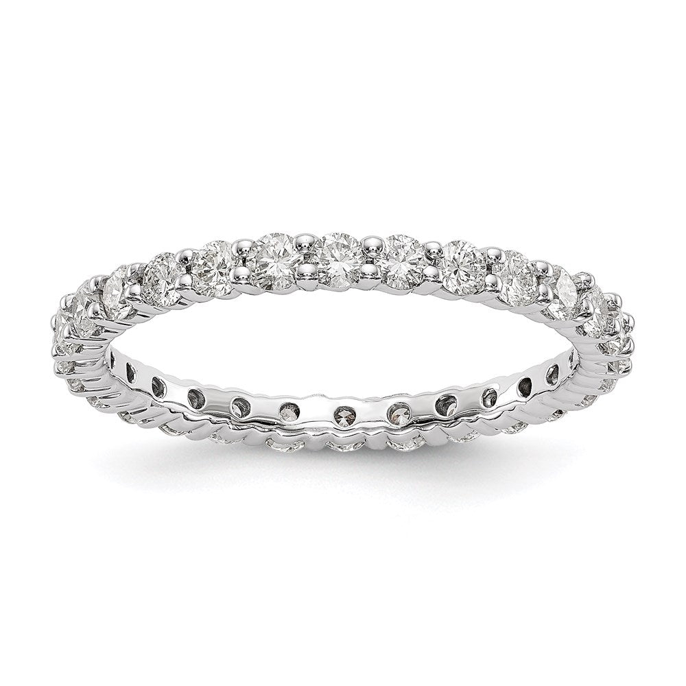 14k White Gold Polished Size 7 Shared Prong 1 carat Diamond Complete Eternity Band