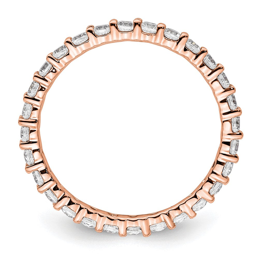 14k Rose Gold Polished Size 8 Shared Prong 1 carat Diamond Complete Eternity Band