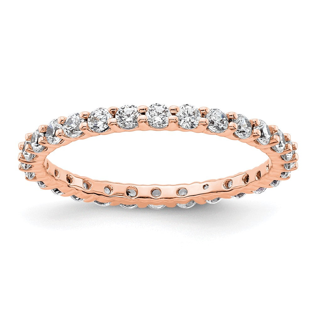 14k Rose Gold Polished Size 8 Shared Prong 1 carat Diamond Complete Eternity Band