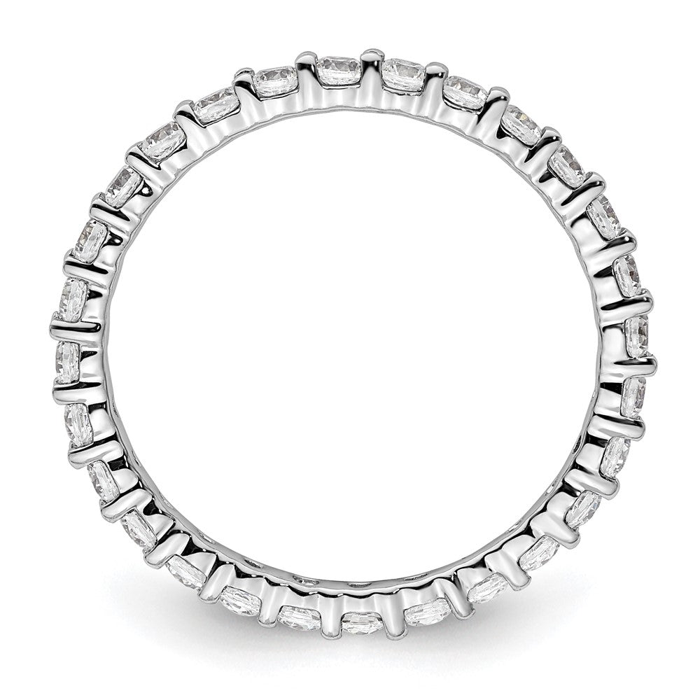 14k White Gold Polished Size 8 Shared Prong 1 carat Diamond Complete Eternity Band