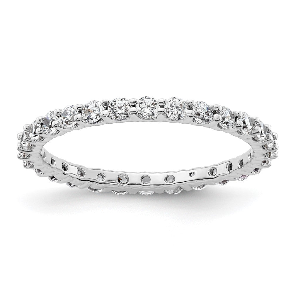 14k White Gold Polished Size 8 Shared Prong 1 carat Diamond Complete Eternity Band