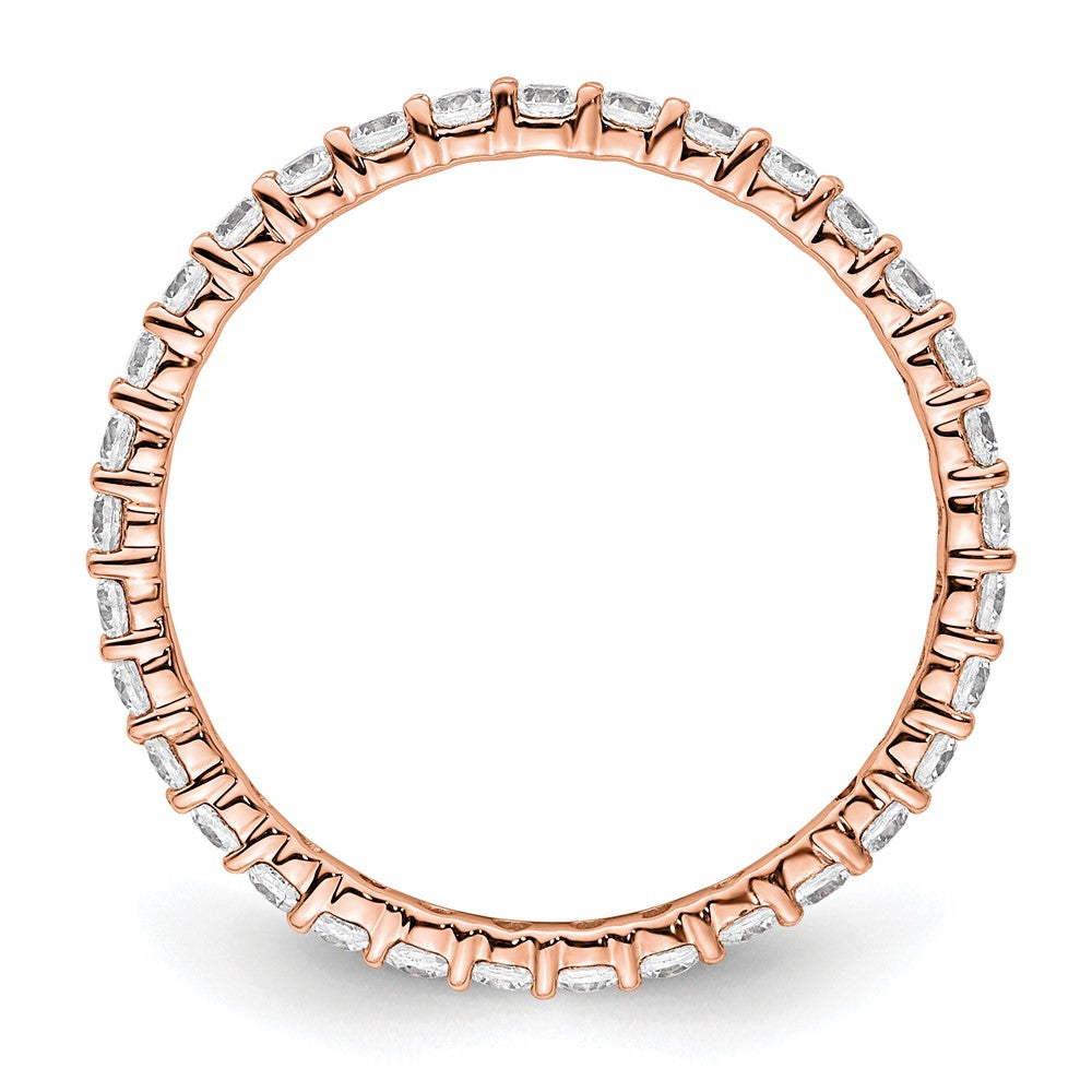 14k Rose Gold Polished Size 9 Shared Prong 1 carat Diamond Complete Eternity Band