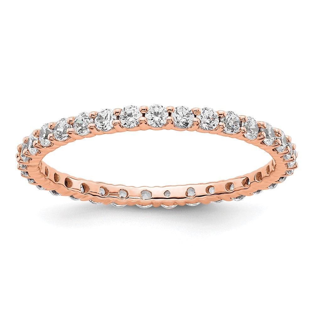 14k Rose Gold Polished Size 9 Shared Prong 1 carat Diamond Complete Eternity Band