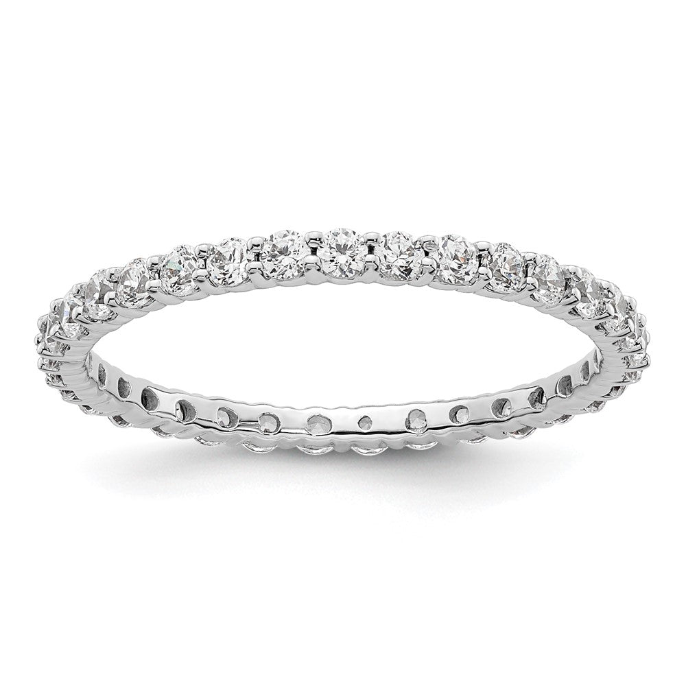 14k White Gold Polished Size 9 Shared Prong 1 carat Diamond Complete Eternity Band