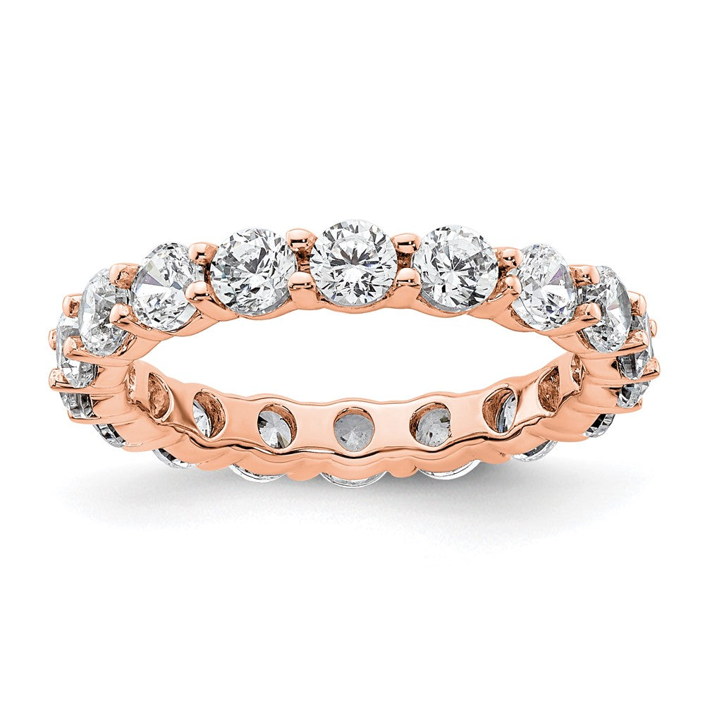 14k Rose Gold Polished Size 4 Shared Prong 2 carat Diamond Complete Eternity Band