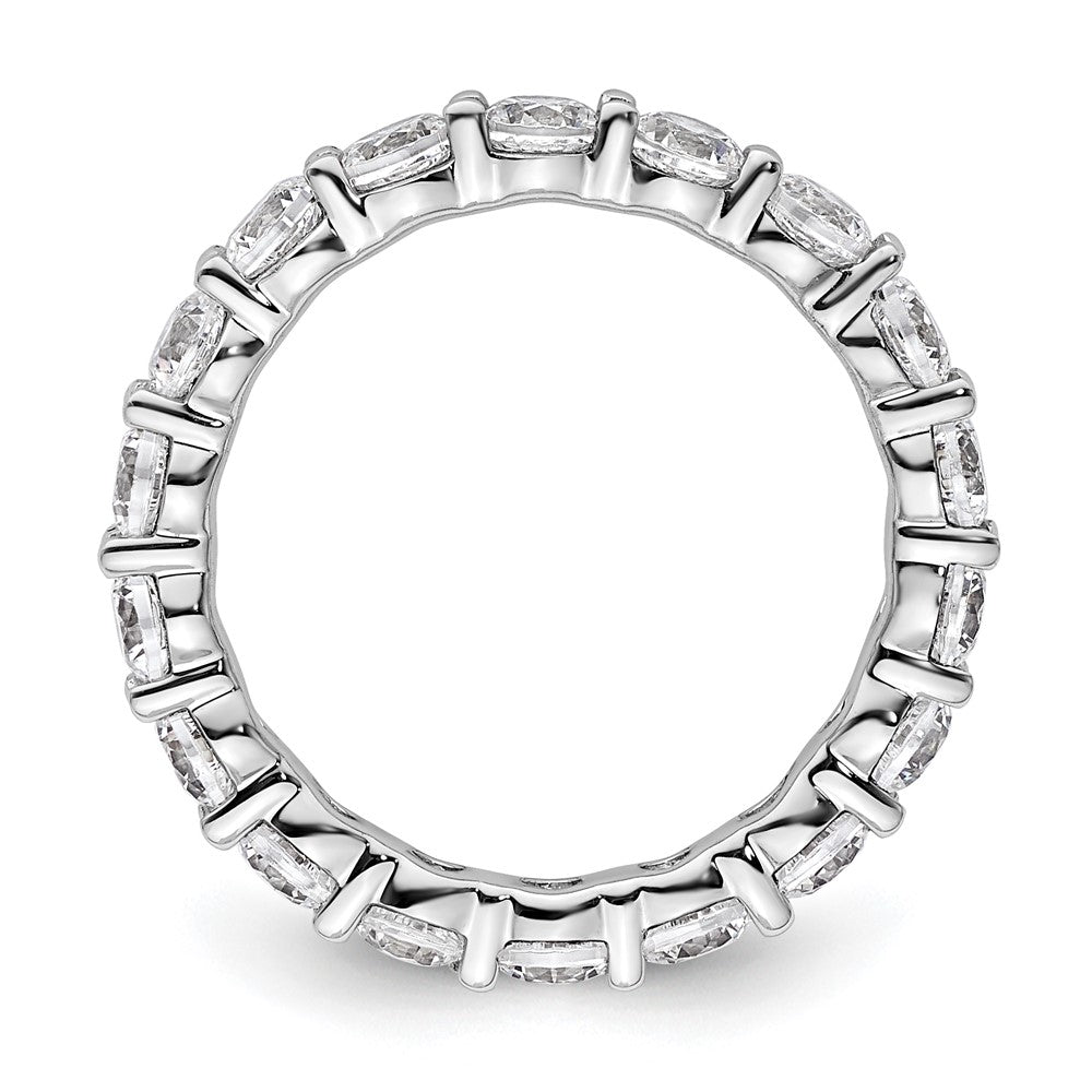 14k White Gold Polished Size 4 Shared Prong 2 carat Diamond Complete Eternity Band