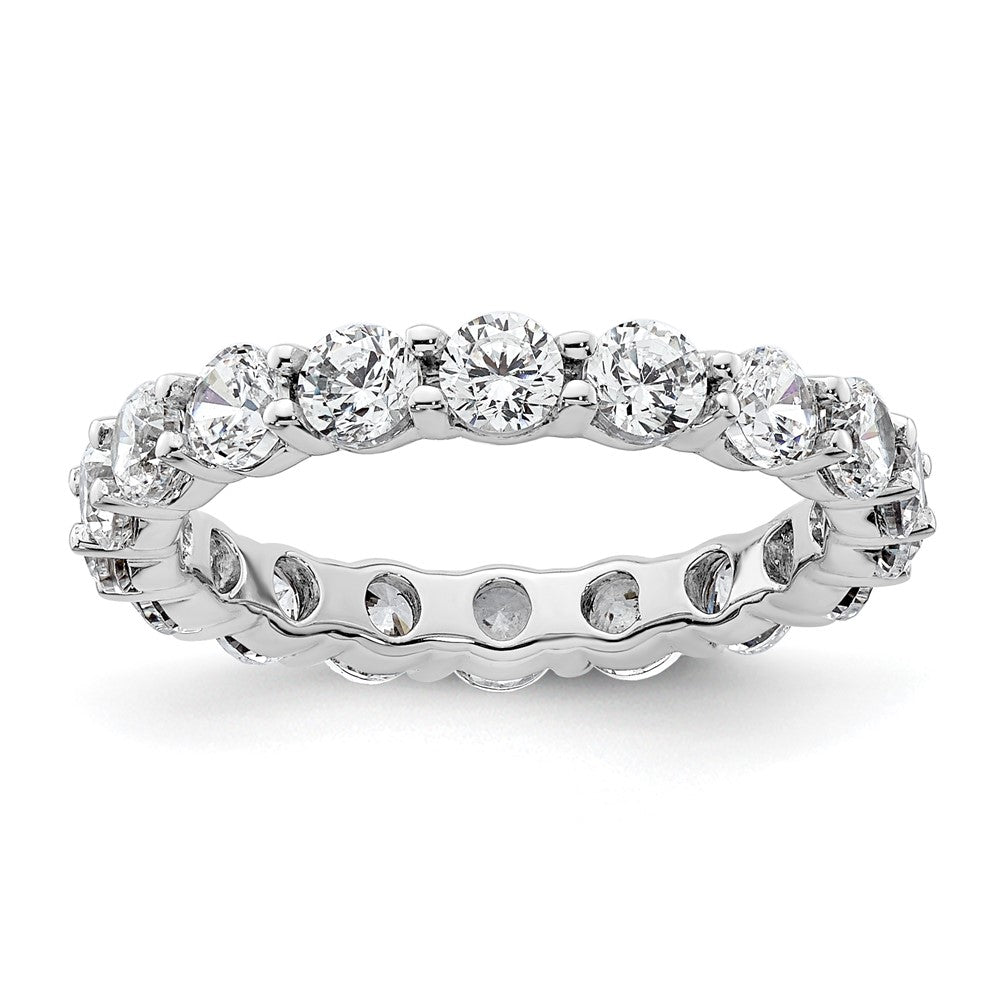 14k White Gold Polished Size 4 Shared Prong 2 carat Diamond Complete Eternity Band