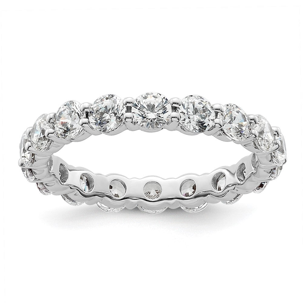 14k White Gold Polished Size 5.5 Shared Prong 2 carat Diamond Complete Eternity Band