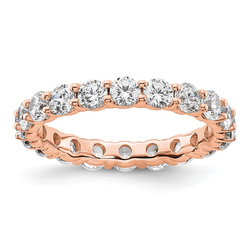 14k Rose Gold Polished Size 6.5 Shared Prong 2 carat Diamond Complete Eternity Band