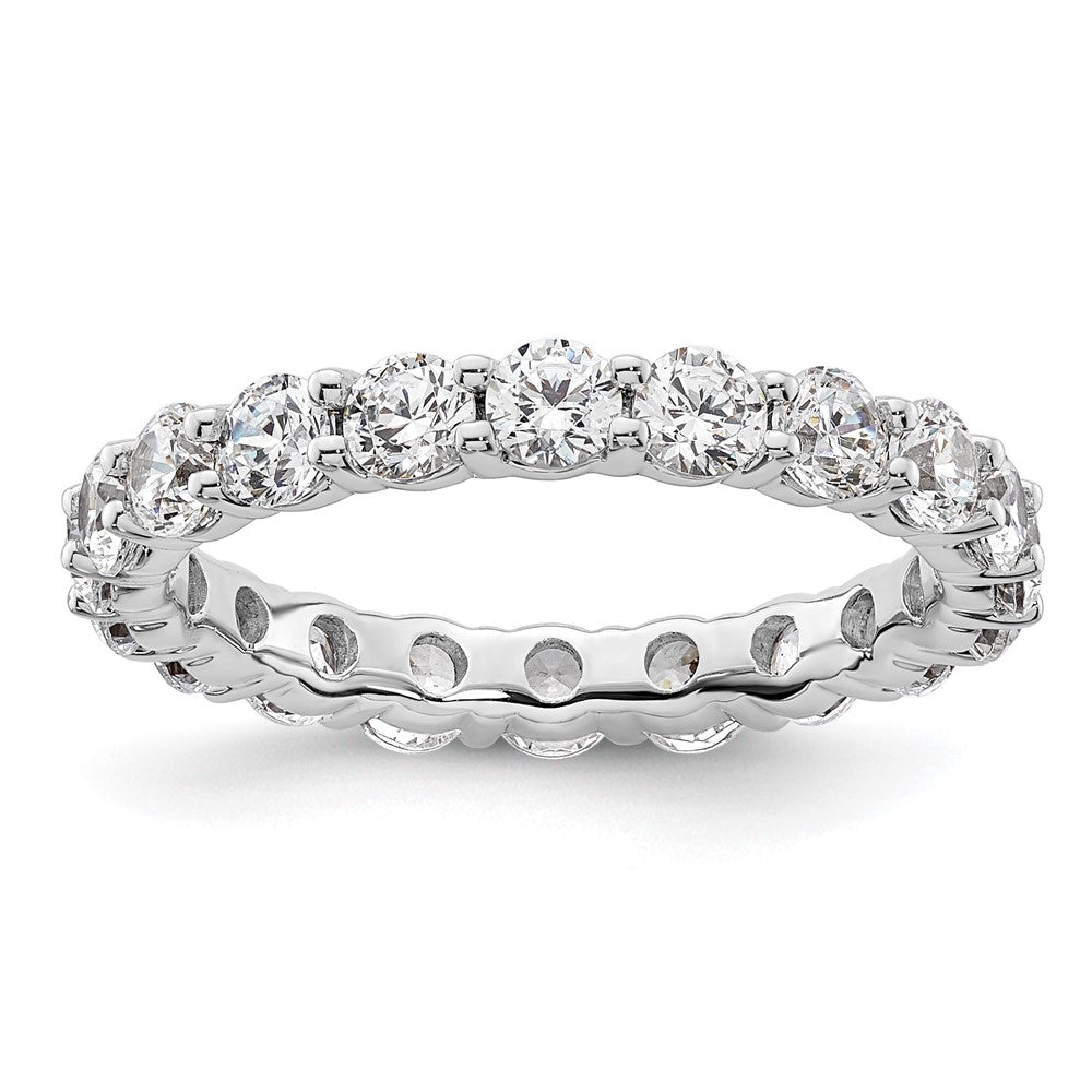 14k White Gold Polished Size 6.5 Shared Prong 2 carat Diamond Complete Eternity Band