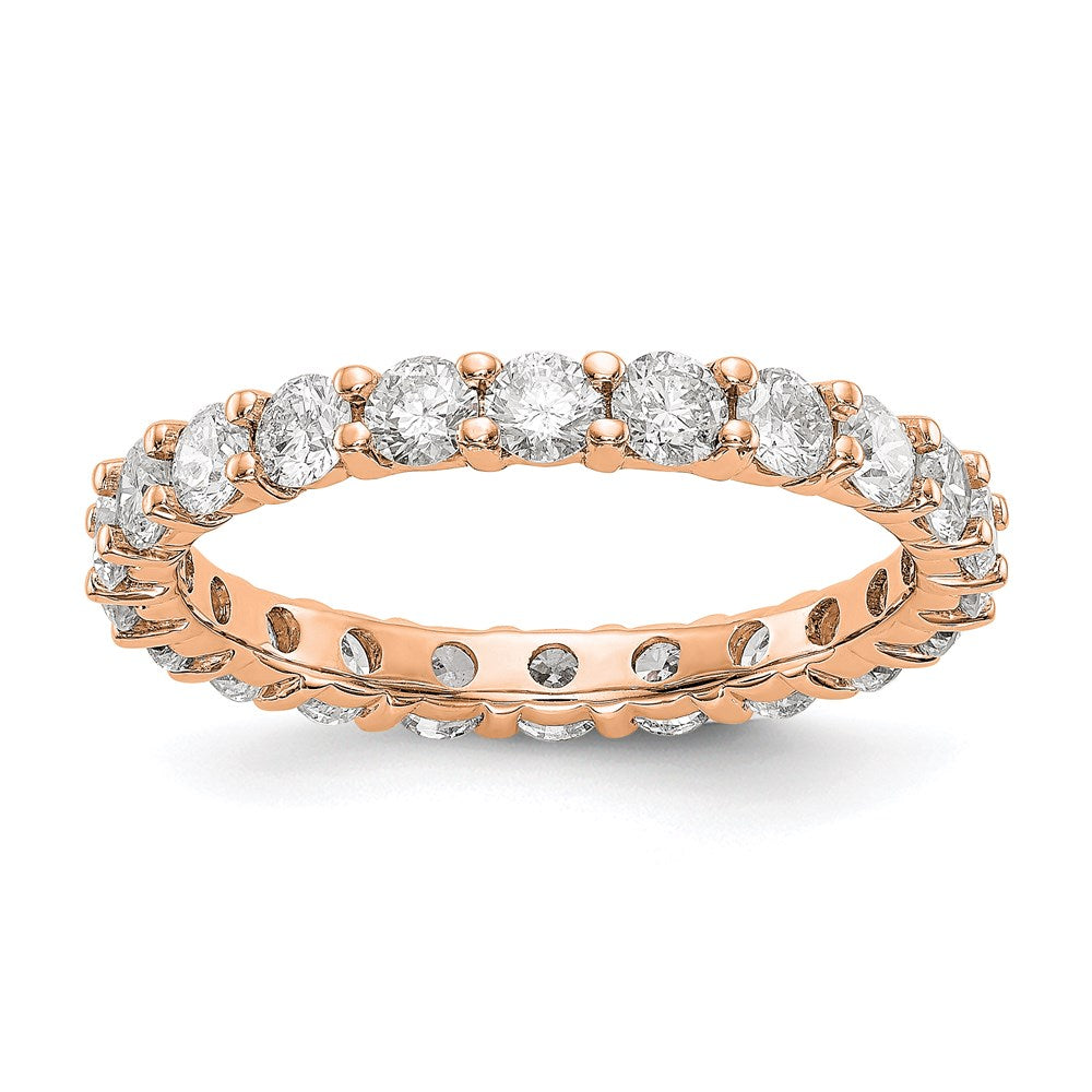 14k Rose Gold Polished Size 7 Shared Prong 2 carat Diamond Complete Eternity Band