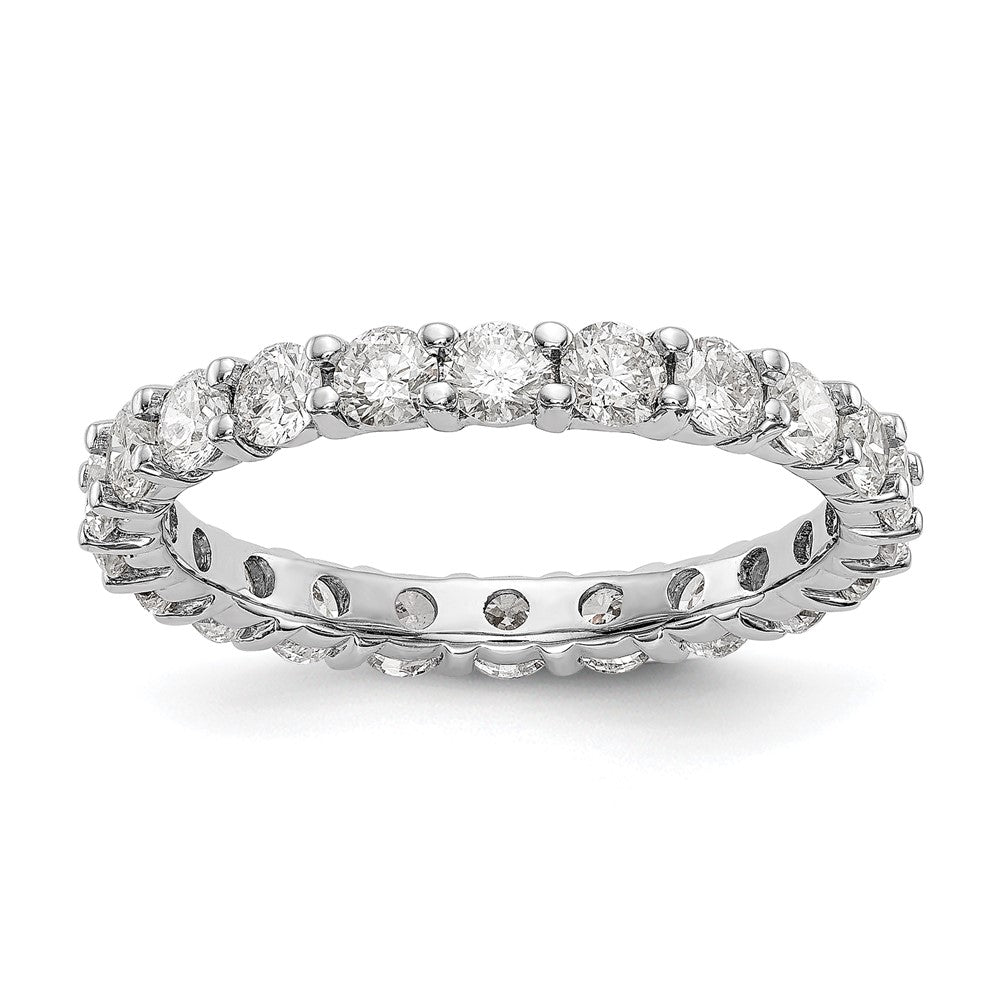 14k White Gold Polished Size 7 Shared Prong 2 carat Diamond Complete Eternity Band