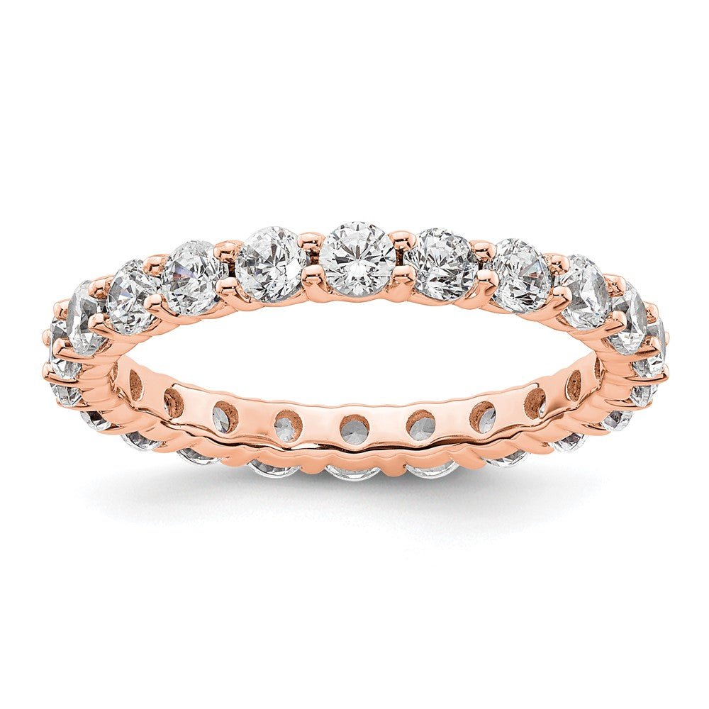 14k Rose Gold Polished Size 8.5 Shared Prong 2 carat Diamond Complete Eternity Band