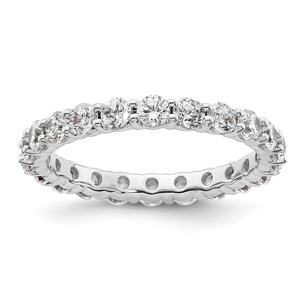 14k White Gold Polished Size 8.5 Shared Prong 2 carat Diamond Complete Eternity Band