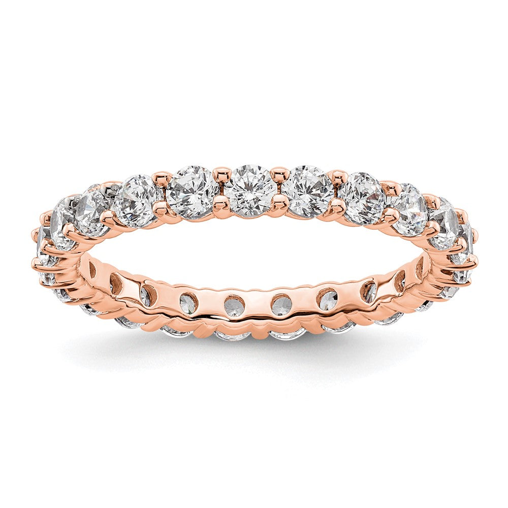 14k Rose Gold Polished Size 9 Shared Prong 2 carat Diamond Complete Eternity Band