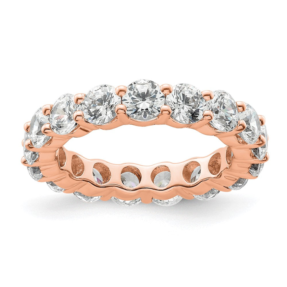 14k Rose Gold Polished Size 4 Shared Prong 3 carat Diamond Complete Eternity Band